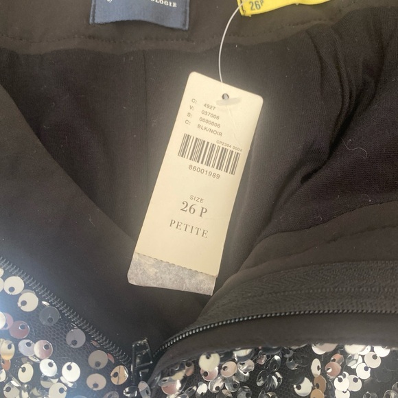 Anthropologie The Colette Cropped Wide-Leg Sequin Pants Silver Cocktail 26 NEW - Picture 7 of 8